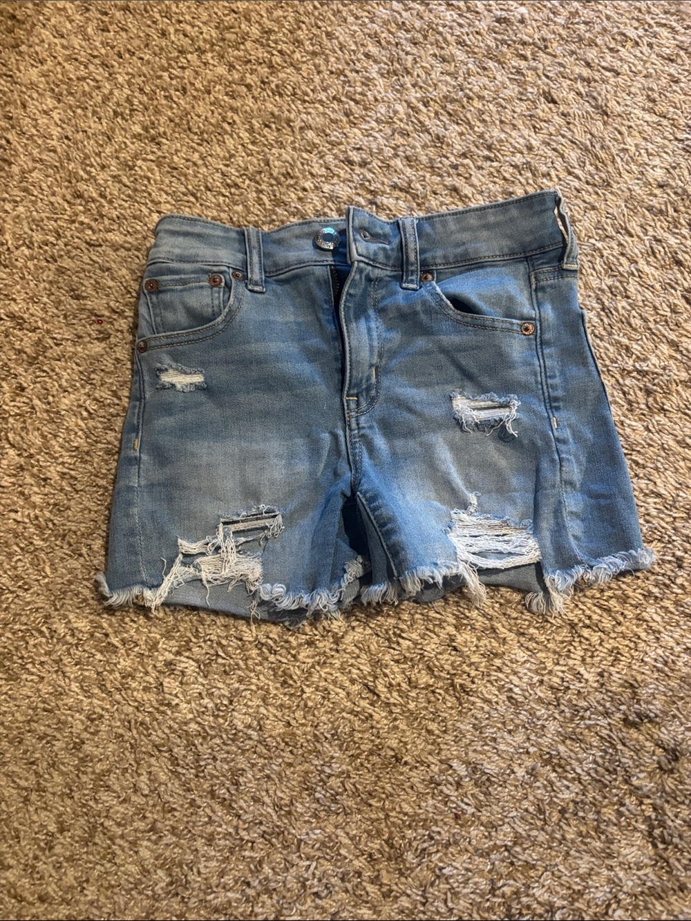 American Eagle Outfitters Light Blue Distressed Denim Shorts